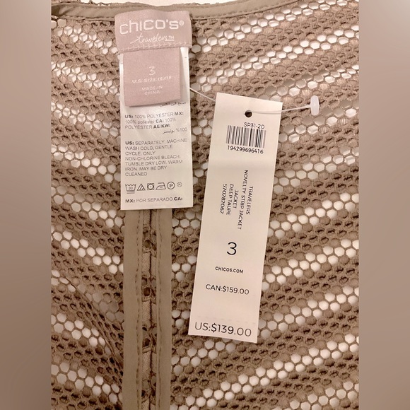 NWT Chico’s Travelers Novelty striped jacket size -3 - Picture 9 of 9